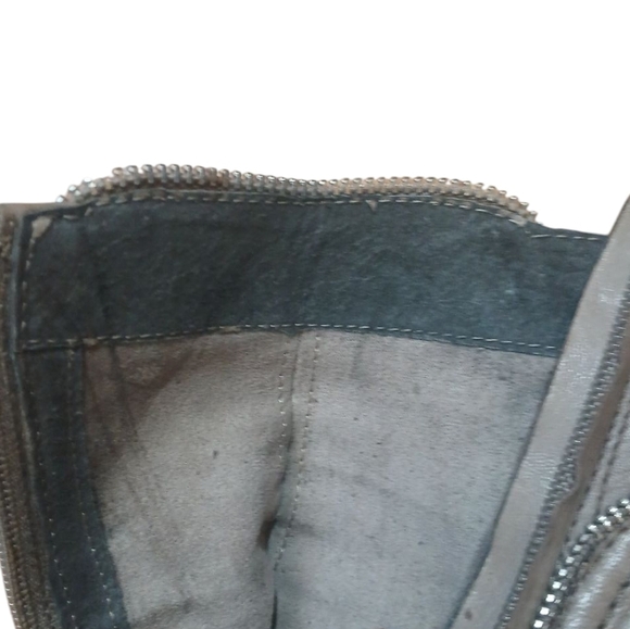 Vince Camuto Gray Heeled Ankle Boots Peep-Toe Leather Booties size 7 - Picture 11 of 13